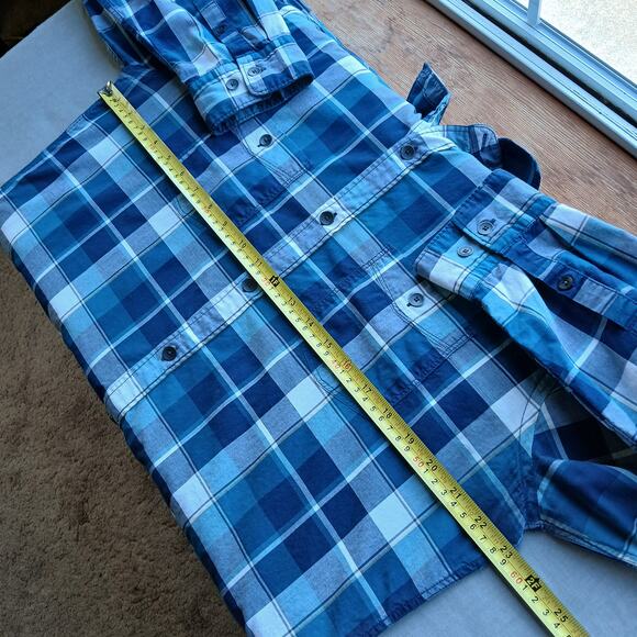 Express Teal Plaid Classic Button-up Shirt Men's Large cotton long sleeve casual - Picture 11 of 13